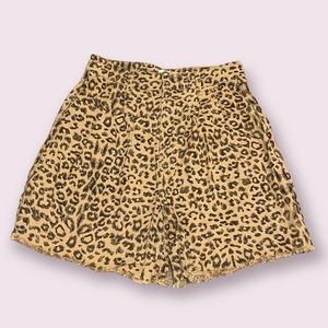 We The Free Denim Shorts, Taupe Cheetah Print, Size 30